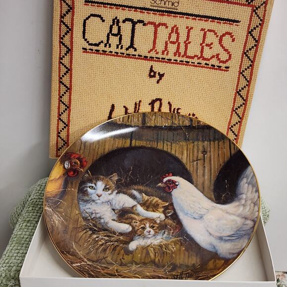 VTG Schmid Cat Tales Plate Right Church Wrong Pew Lowell Davis 1982 COA - Picture 1 of 11